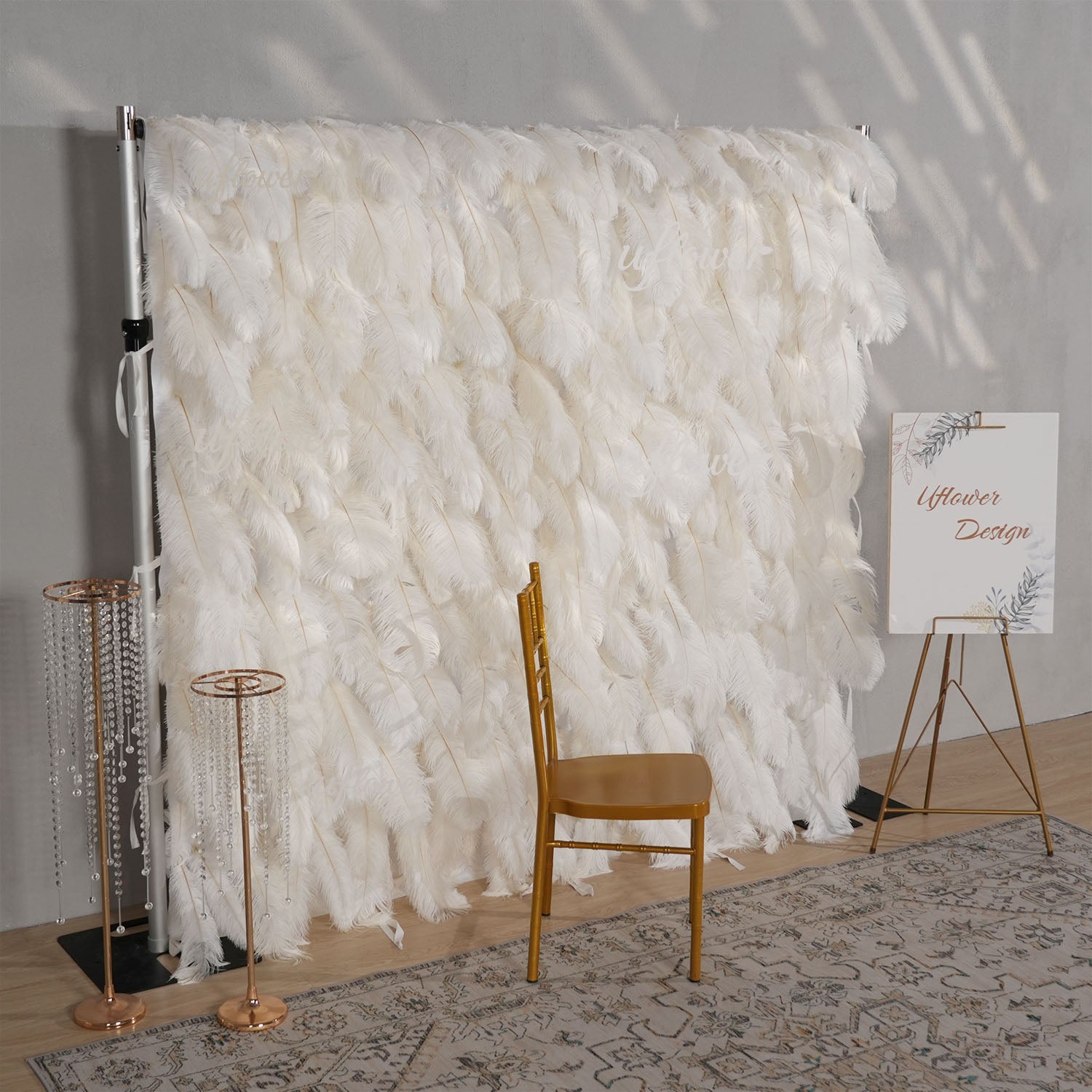 Uflower Artificial White 5D Flower Wall Wedding Backdrop Deco Birthday Party